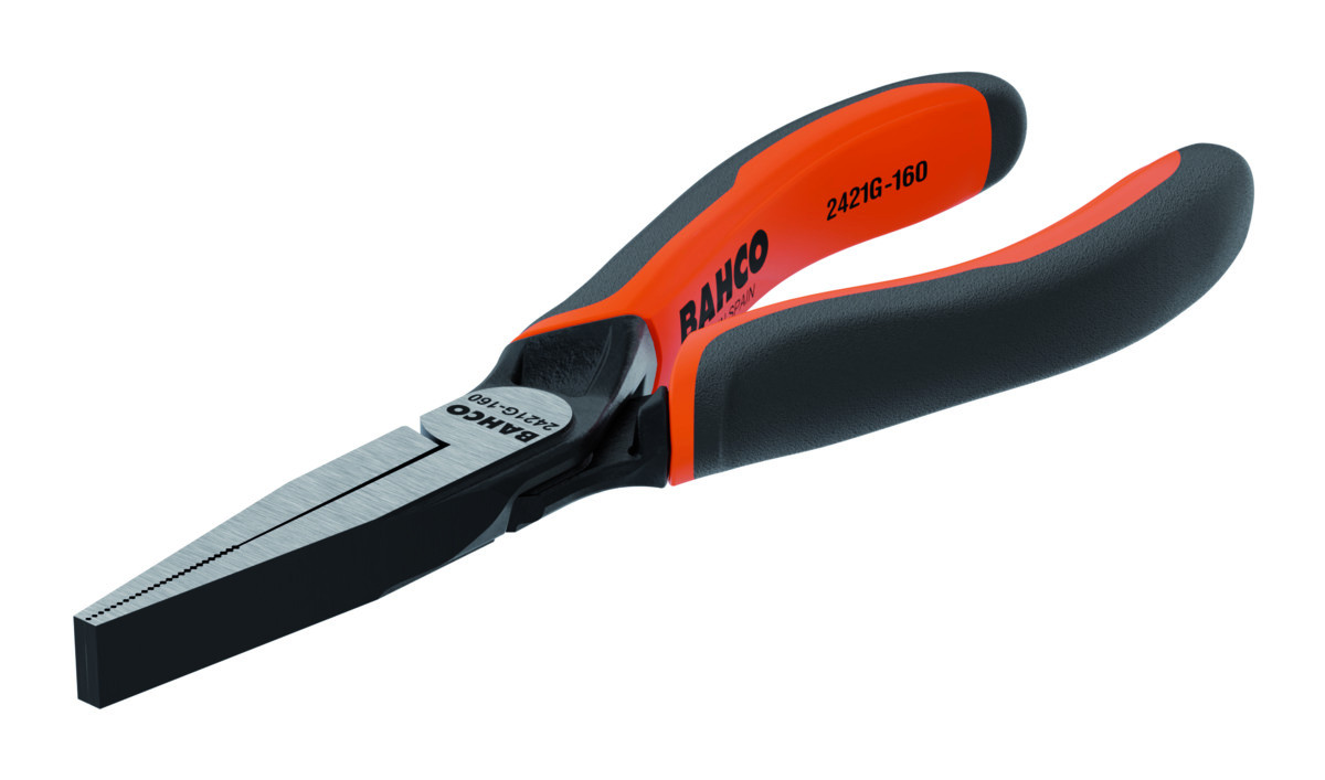 Alicates de pontas planas e compridas ERGO™ com pegas de dois componentes e abertura automática e acabamento em fosfato(180 mm) Bahco 2421 G-180