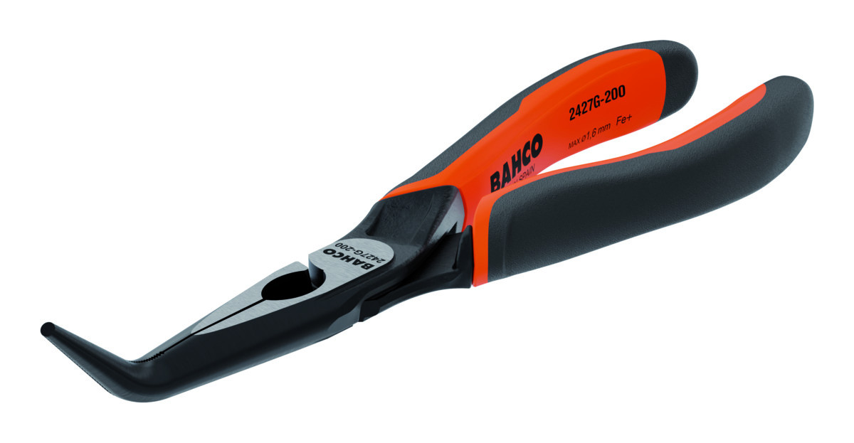Alicates de pontas 45° ERGO™ com pegas de dois componentes e abertura automática e acabamento em fosfato(200 mm) Embalagem industrial Bahco 2427 G-200 IP