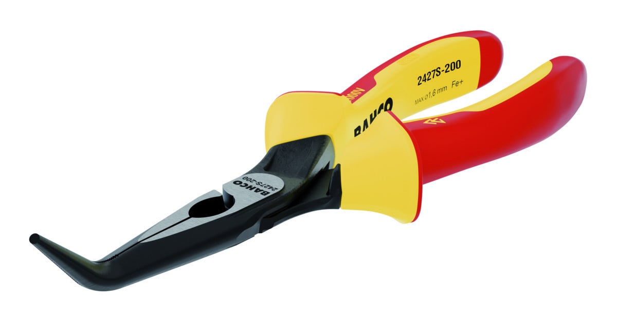 Alicates de pontas 45° ERGO™ com pegas de dois componentes isoladas e acabamento em fosfato(160 mm) Bahco 2427S-160