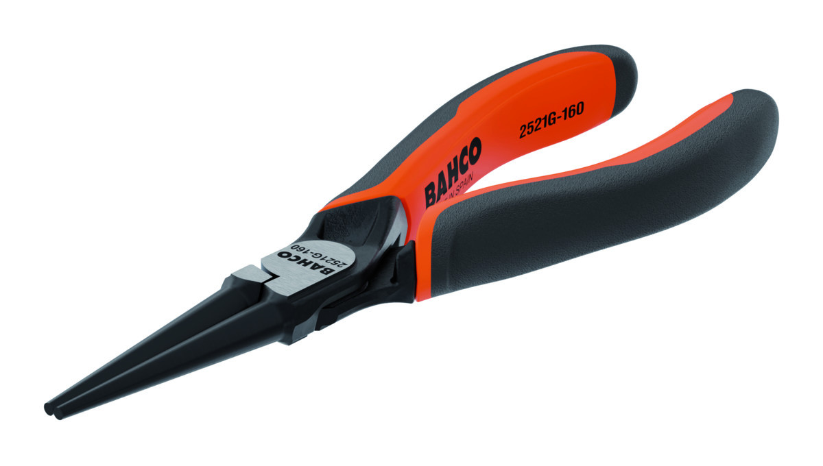 Alicates de pontas curvas ERGO™ com pegas de dois componentes e abertura automática e acabamento em fosfato(140 mm) Embalagem industrial Bahco 2521G-140IP