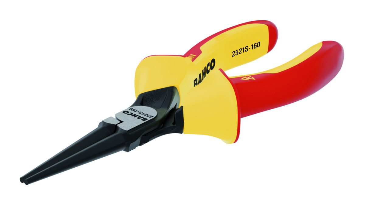 Alicates de pontas curvas ERGO™ com pegas de dois componentes isoladas e acabamento em fosfato(160 mm) Bahco 2521S-160