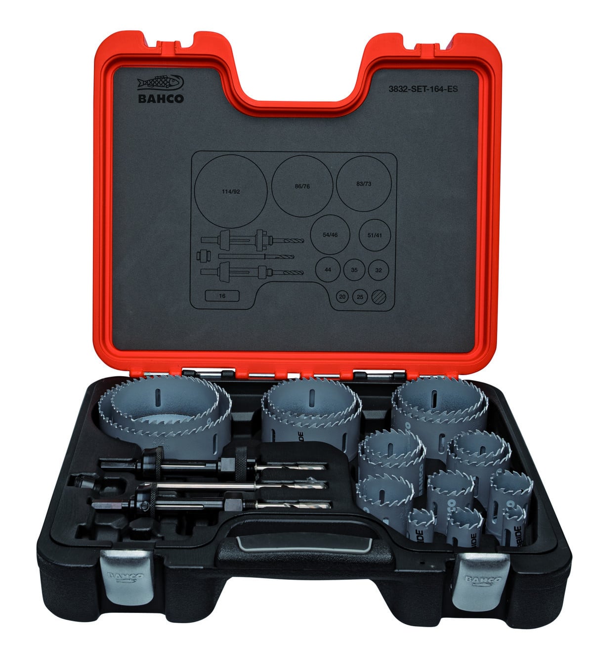 Conjuntos de serras craneanas com ponta de carboneto para aço inoxidável 16 mm-114 mm - 20 peças Bahco 3832-SET-164-ES