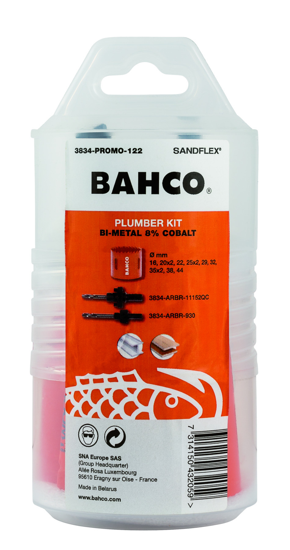 Conjunto de serras craneanas em bimetal Sandflex® de 16 mm-44 mm - 14 peças Bahco 3834-PROMO-122
