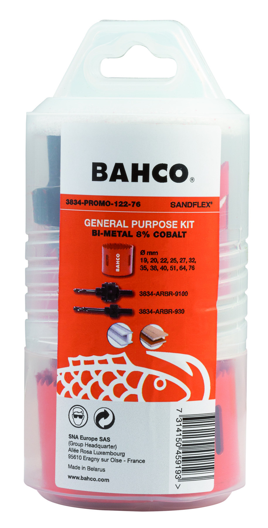 Conjunto de serras craneanas em bimetal Sandflex® de 19 mm-76 mm - 14 peças Bahco 3834-PROMO-122-76