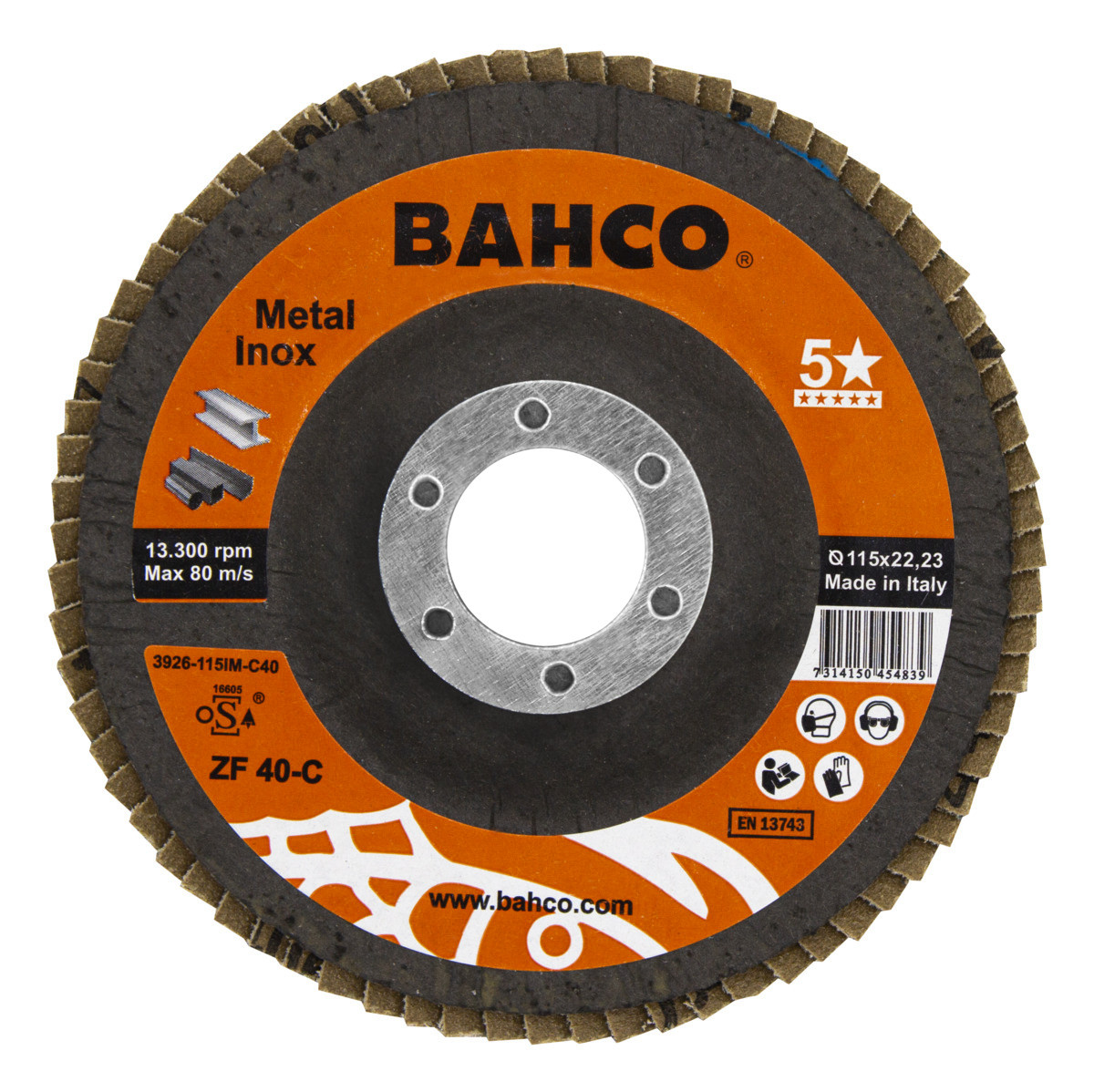 Discos Abrasivos cónicos para desbaste de Inox & Metal 115 x P120 x 22.23mm Bahco 3926-115IM-C120