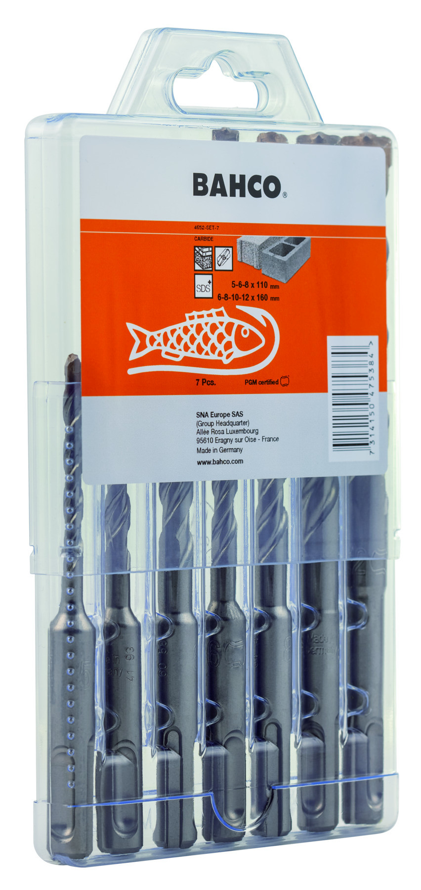 Conjunto de brocas para betão armado SDS + 2C - 7 peças Bahco 4652-SET-7