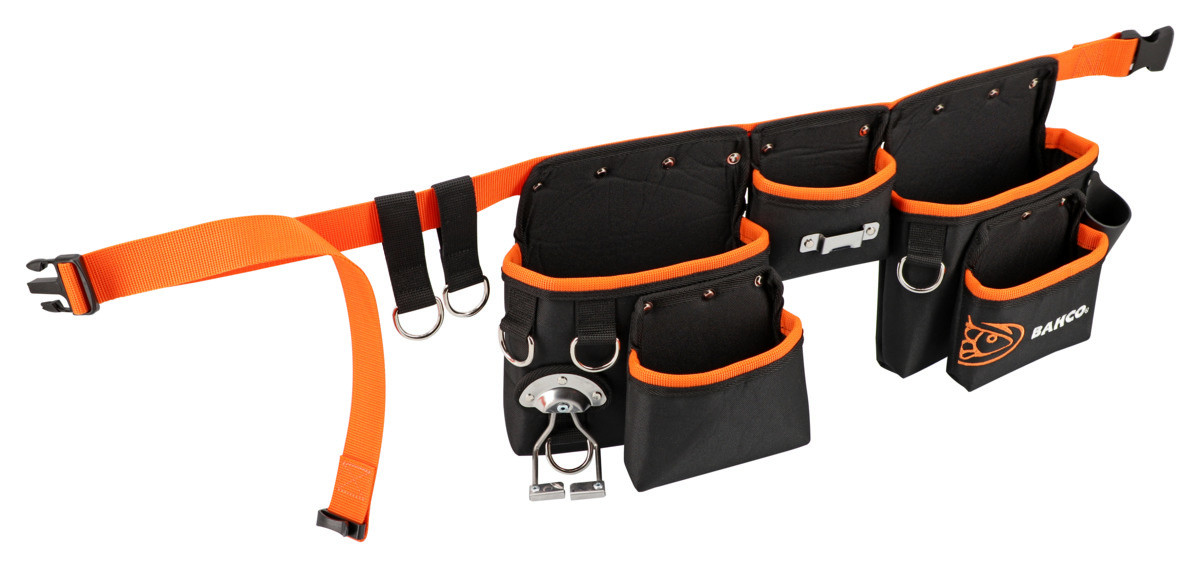 Três Cintos de Conjunto de Bolsa com 4 Anéis de Segurança para Fixação de Cordão 100 mm x 380 mm x 630 mm Bahco 4750-3PB-2