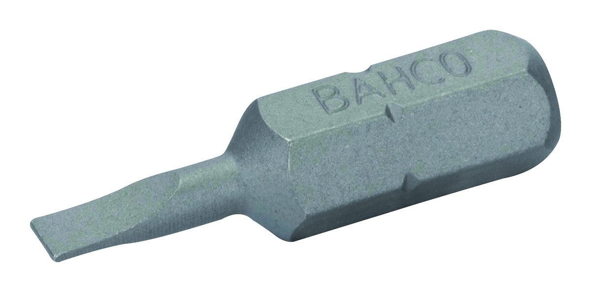 Pontas de aparafusadora standard 1/4" para parafusos de fenda de  1.2 mm x 6.5 mm x 25 mm - 3 Pcs/Embalagem blister Bahco 59S/1.2-6.5-3P