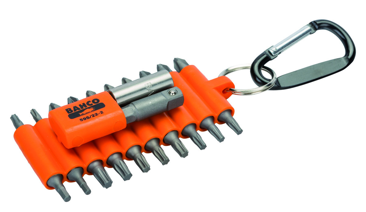 Conjunto de bits 22 peças para parafusos Phillips, TORX®, hexagonais com suporte e adaptador 1/4' Bahco 59S/22-2