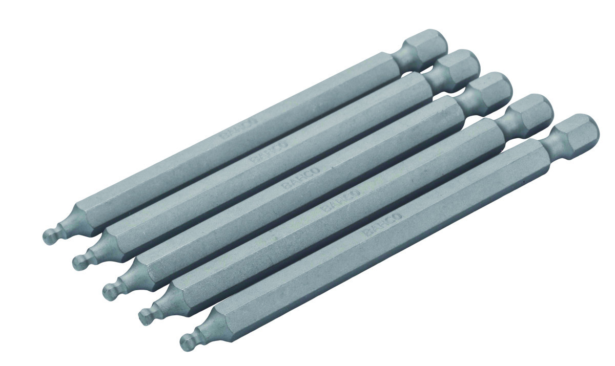 Pontas de aparafusadora standard 1/4" para parafusos 5 mm Hex ball 89 mm - 5 Pcs/Saco de Plástico Bahco 59S/H5BALL