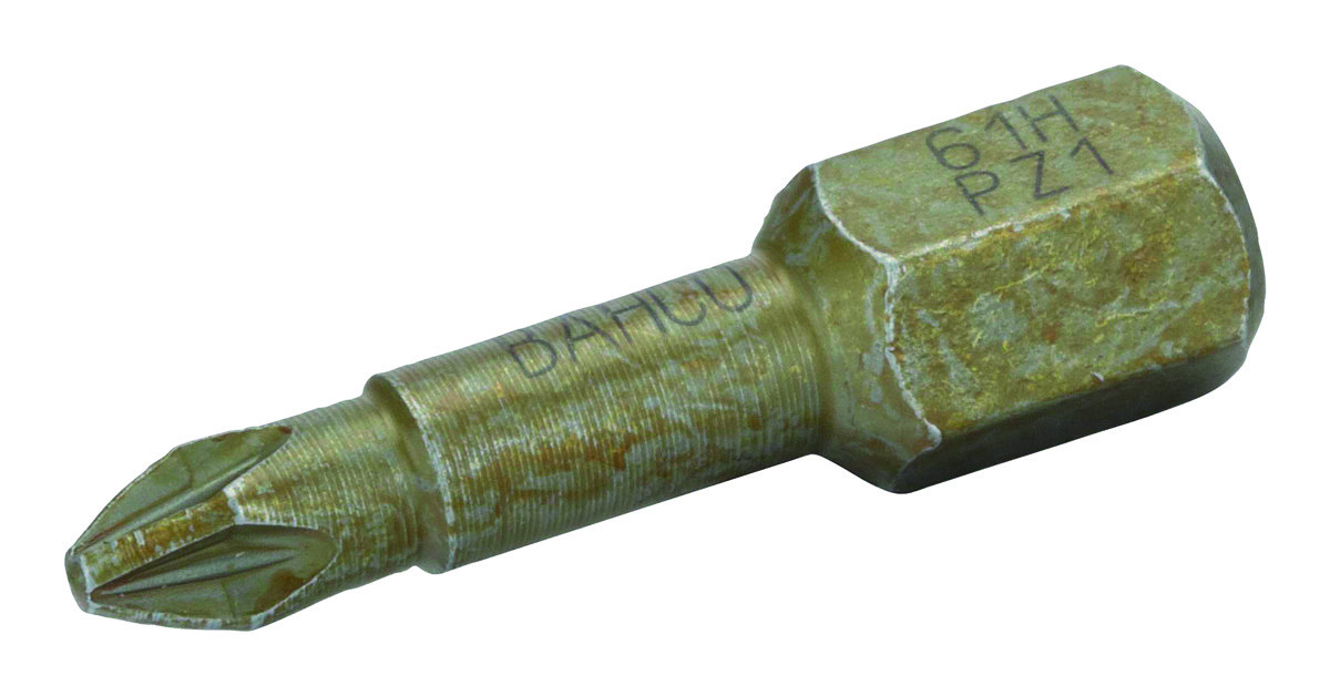 Pontas de aparafusadora de torção extraduras 1/4" para parafusos PZ1 - 25 mm - 2 Pcs/Embalagem blister Bahco 61H/PZ1-2P