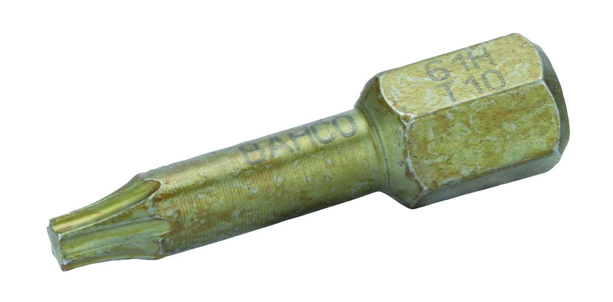 Pontas de aparafusadora de torção extraduras 1/4" para parafusos TORX® de T10 - 25 mm - 10 Pcs/Caixa de plástico Bahco 61H/T10