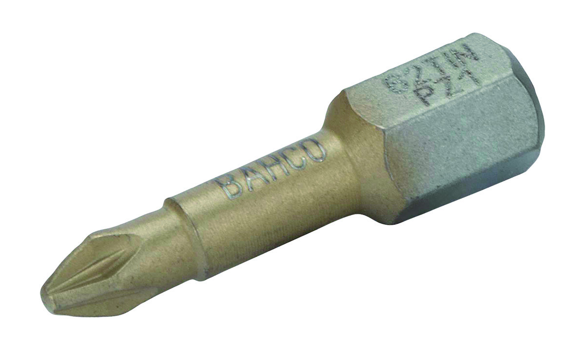 Pontas para aparafusadora de torção em estanho 1/4" para parafusos PZ3 - 25 mm - 2 Pcs/Embalagem blister Bahco 62TIN/PZ3-2P