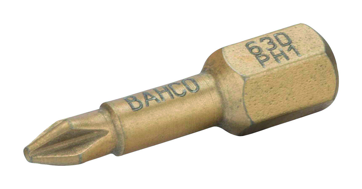 Pontas de aparafusadora de torção diamantadas 1/4" para parafusos PH2 - 25 mm - 2 Pcs/Embalagem blister Bahco 63D/PH2-2P