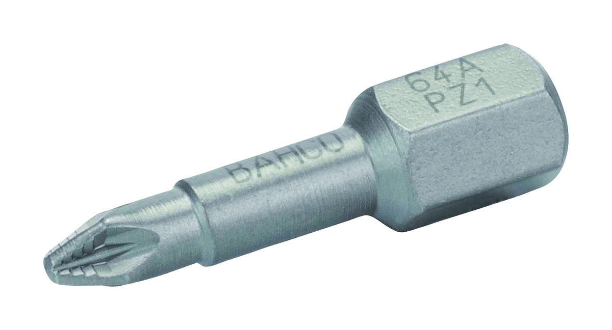 Pontas de aparafusadora de torção ACR 1/4" para parafusos Pozidriv de PZ2 - 25 mm - 10 Pcs/Caixa de plástico Bahco 64A/PZ2
