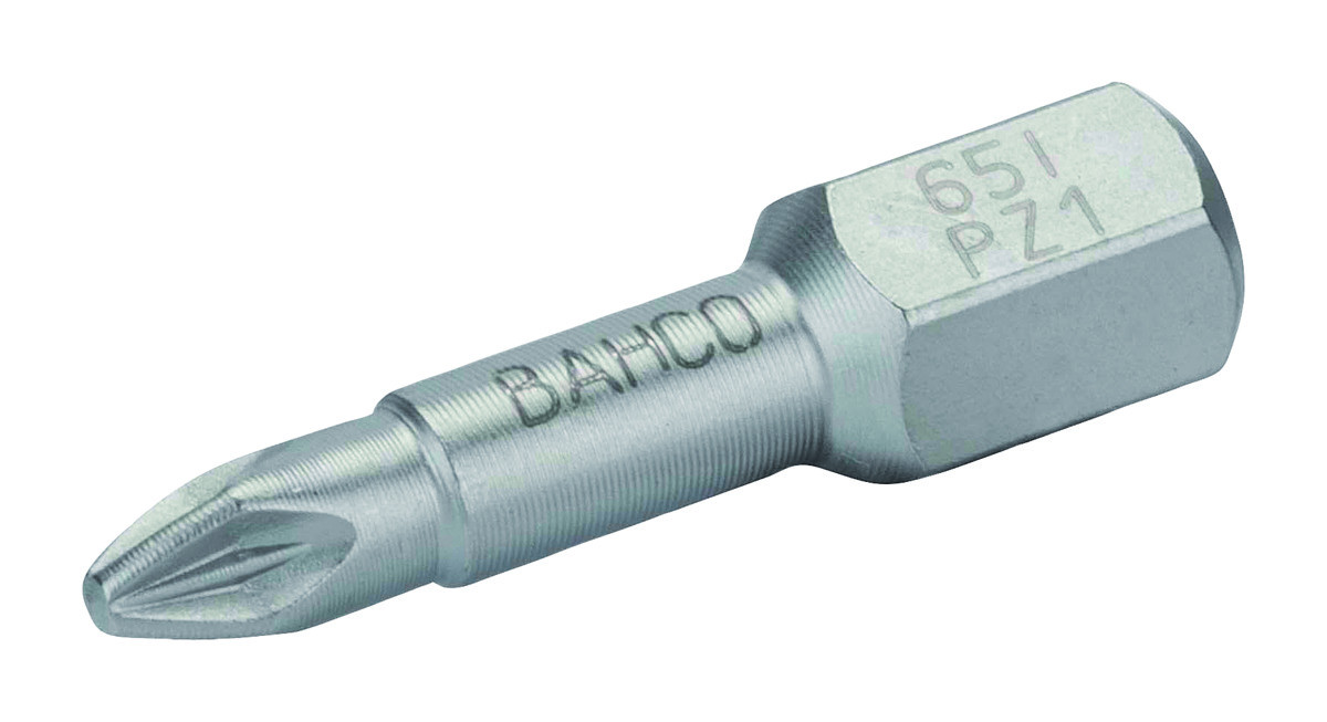 PZ1 Brocas de aparafusadora de torção de aço inoxidável 1/4" para parafusos Pozidriv de - 10 Pcs Bahco 65I/PZ1