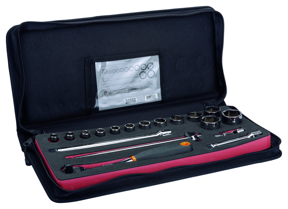 Conjunto de chaves de caixa de 1/2", 18 peças Bahco 7818SST