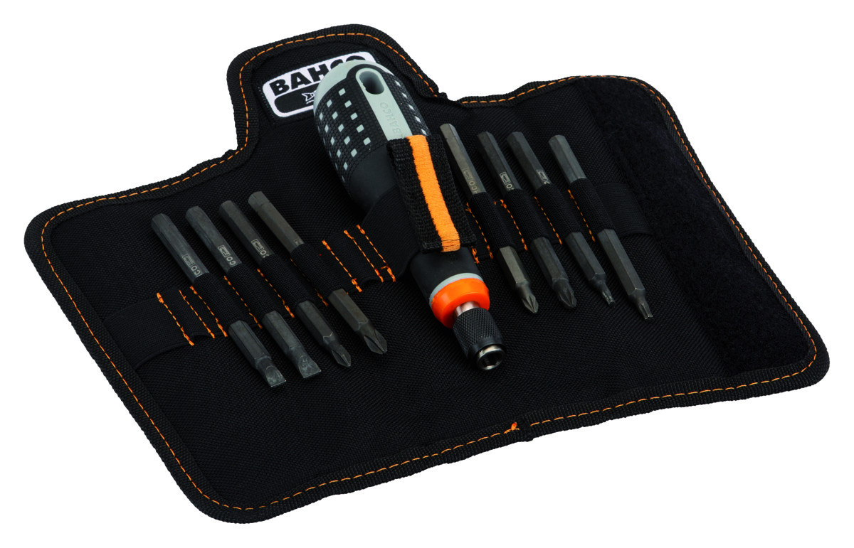 Chaves ERGO™ com kit de lâminas substituiveis, 8 peçasPara parafusos de Fenda, Phillips, Pozidriv e TORX® Bahco BE-8572