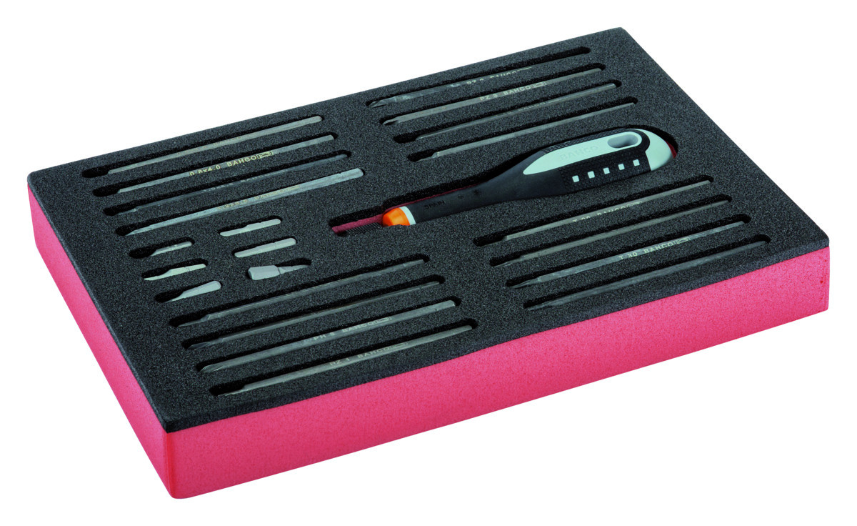 Chaves ERGO™ com lâminas substituiveis/kit de bits, 22 peçasPara parafusos de Fendas, Phillips, Pozidriv, TORX®  e sextavados Bahco BE-8576