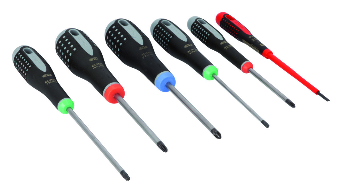 Conjunto de 6 chaves ERGO™Para parafusos de Fenda,  Phillips, Pozidriv e TORX® Bahco BE-9871