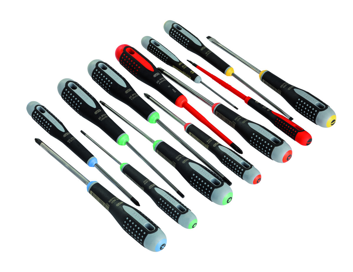 Conjunto de chaves de parafusos de fenda/Phillips/Pozidriv/TORX® com pega de borracha - 13 peças  Bahco BE-9879
