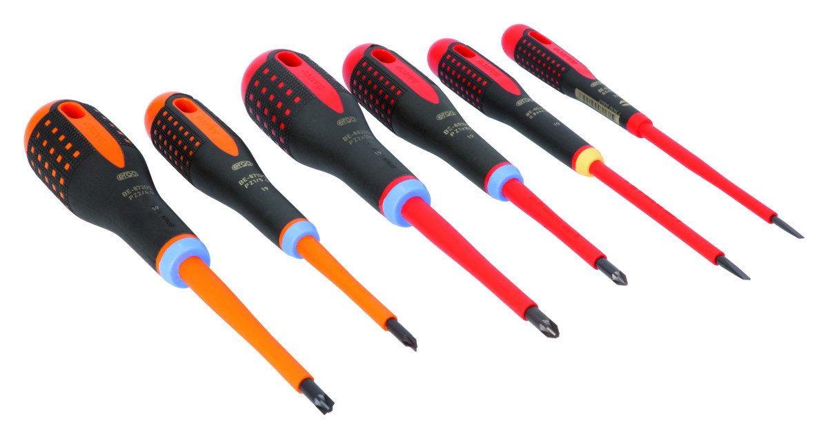 Conjunto de 6 chaves ERGO™ isoladasPara parafusos de Fenda e Pozidriv Bahco BE-9884S