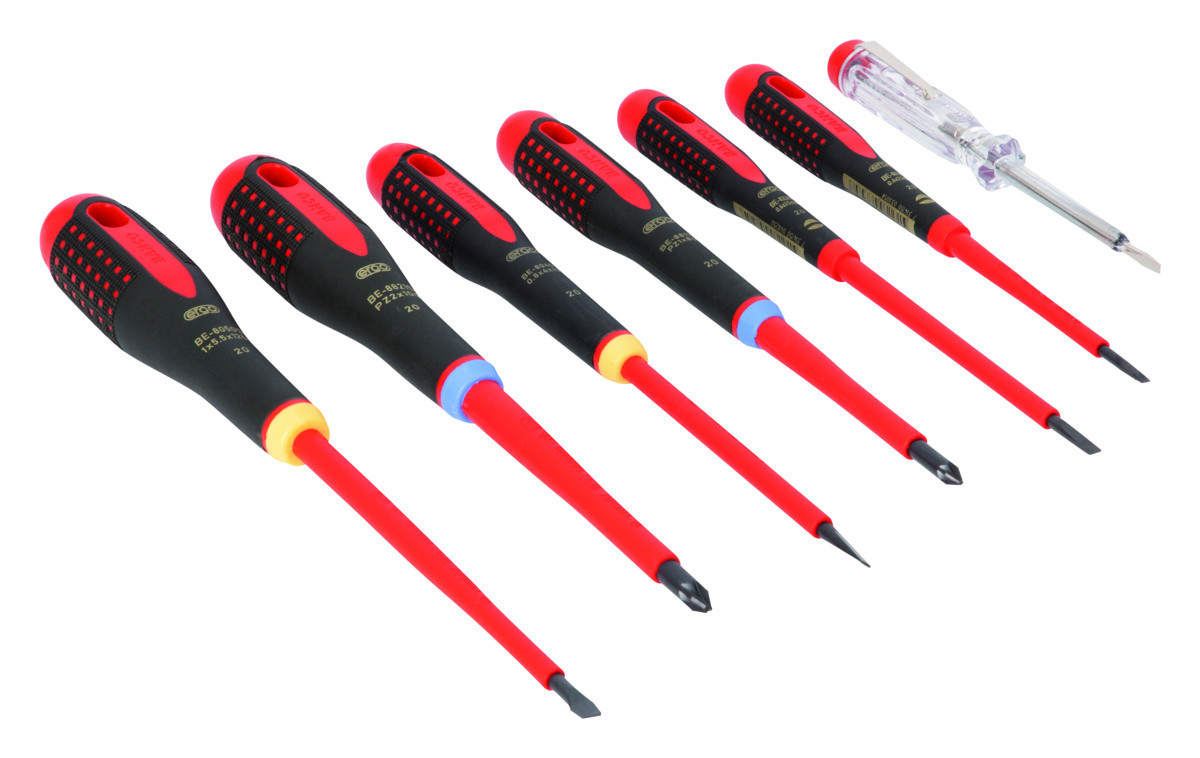 Conjunto de 7 chaves ERGO™ isoladasPara parafusos de Fenda e Pozidriv Bahco BE-9889S