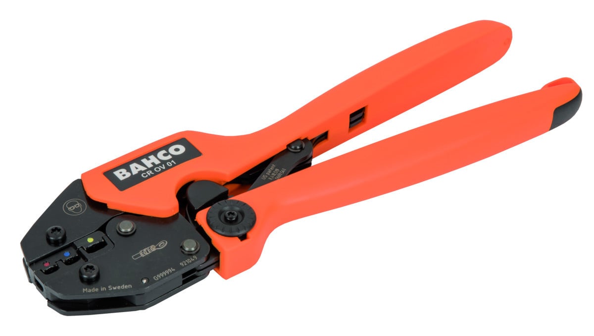 Alicate de cravar com roquete para conectores isolados - Perfil oval 20 AWG -10 AWG Bahco CR OV 01