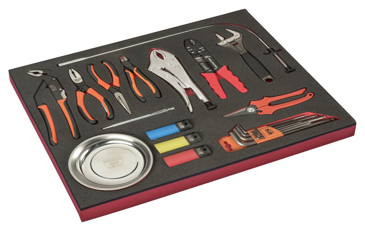 Conjunto de alicates, chaves em L, prato magnético e pinça 3/3 Fit&Go - 23 peças Bahco FF1A167