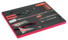 Conjunto com sovelas, ganchos, espelhos de inspeção e pistola de rebitagem em inserção de espuma marcada a laser 3/3 Fit&Go - 14 peças Bahco FF1A205LM