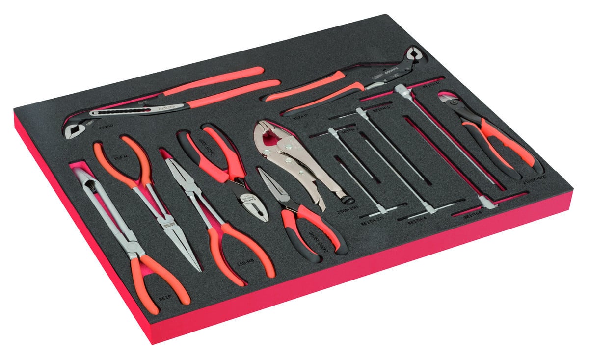 Chaves sextavadas do tipo T e alicates em inserção de espuma marcada a laser 3/3 Fit&Go - 15 peças Bahco FF1A223LM