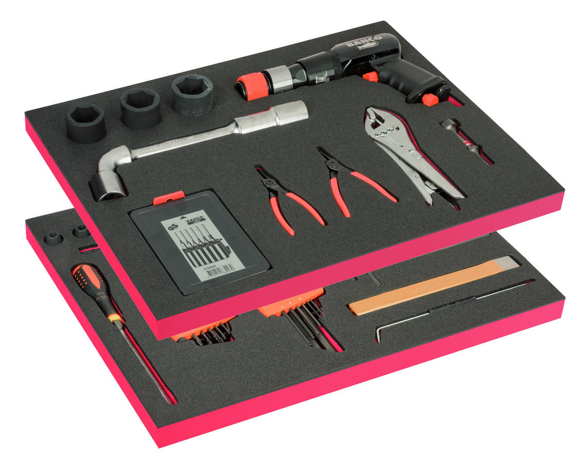 2 Kits de ferramentas em espuma para reparação auto - 62 peças Bahco FF1ASET-AUTO-M1