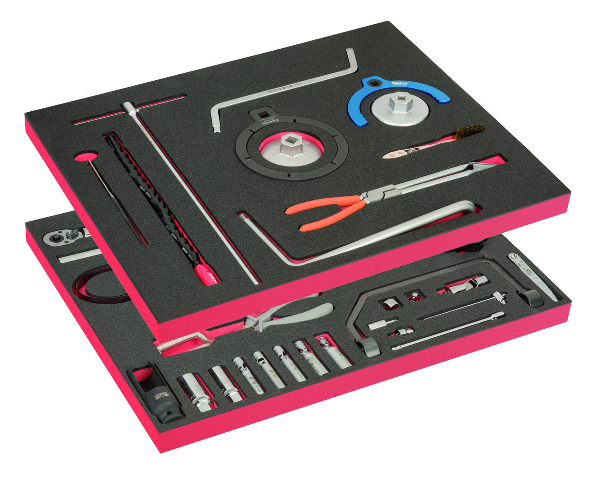 2 Kits de ferramentas em espuma para reparação auto - 34 peças Bahco FF1ASET-AUTO-M3