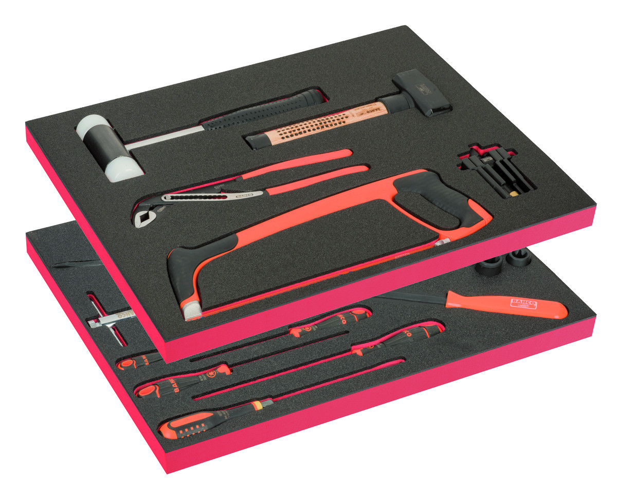 2 Kits de ferramentas em espuma para reparação auto - 32 peças Bahco FF1ASET-AUTO-M5