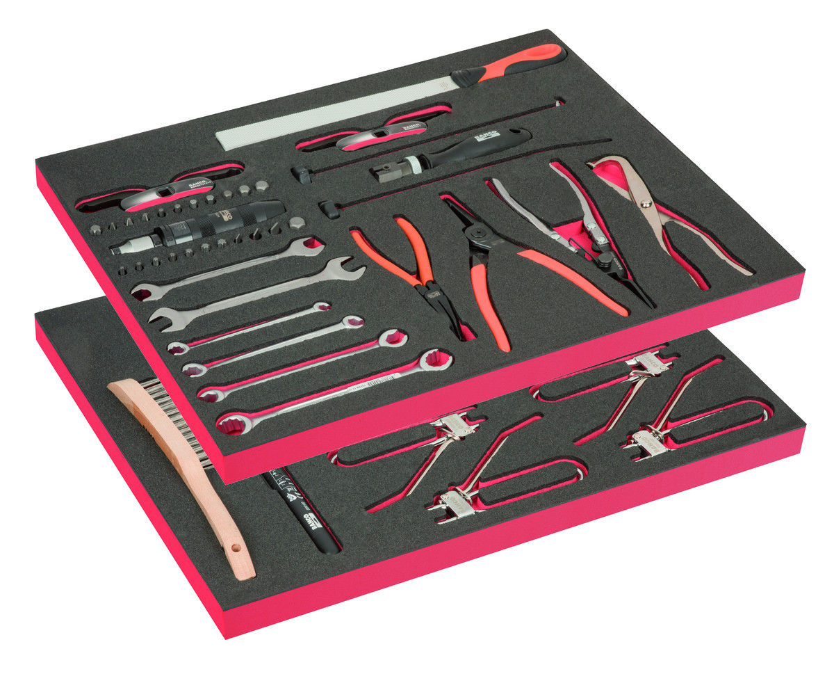 2 Kits de ferramentas em espuma para reparação auto - 42 peças Bahco FF1ASET-AUTO-M6