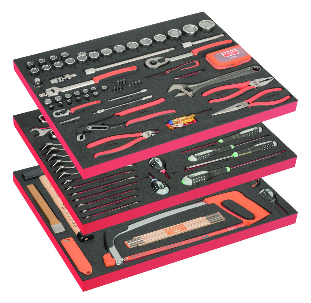 3 Kits de ferramentas multiusos em espuma - 158 peças Bahco FF1ASET-BASIC