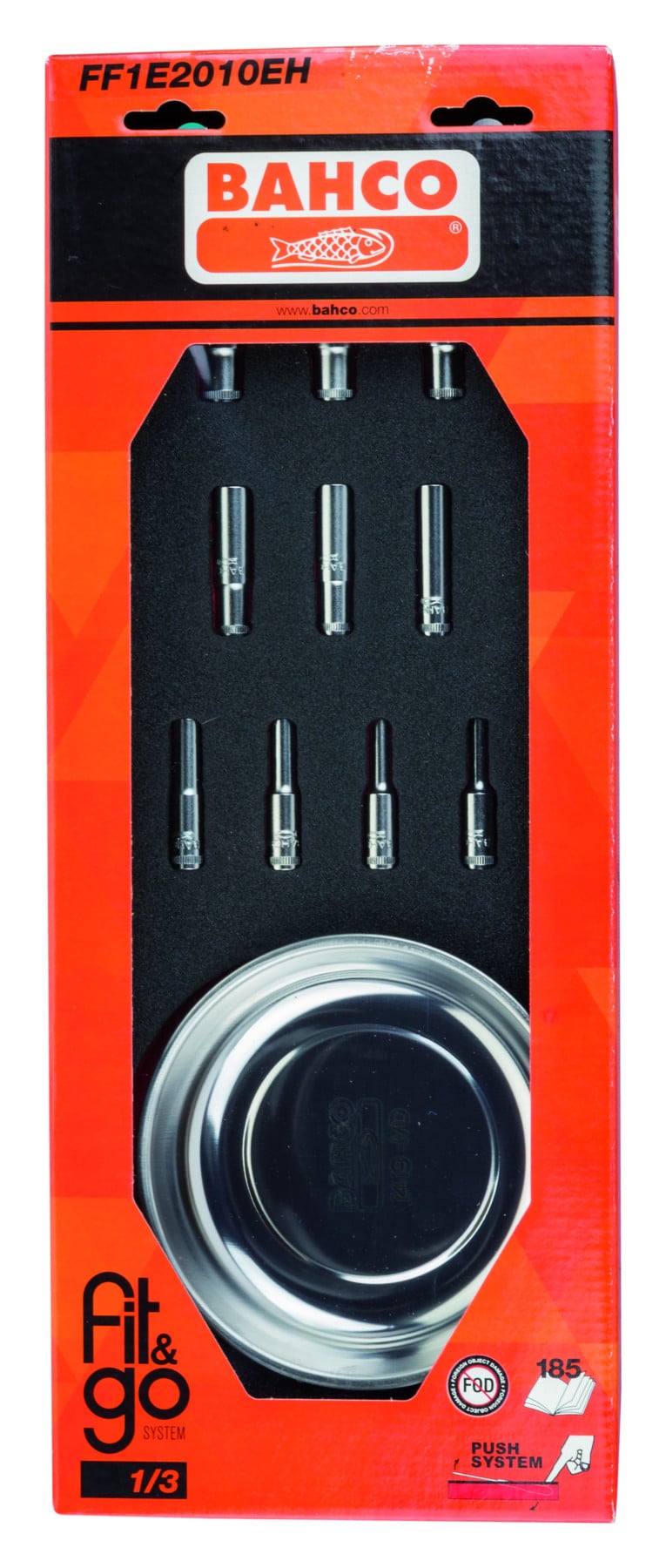 Conjunto de chaves de caixa longas 1/4" em inserção de espuma 1/3 Fit&Go - 11 peças por embalagem Bahco FF1E2010EH