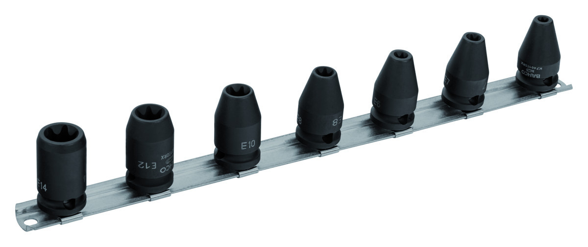 Conjunto de encaixes de 3/8”, E TORX®, 7 peças Bahco K7401TORX-E-S7