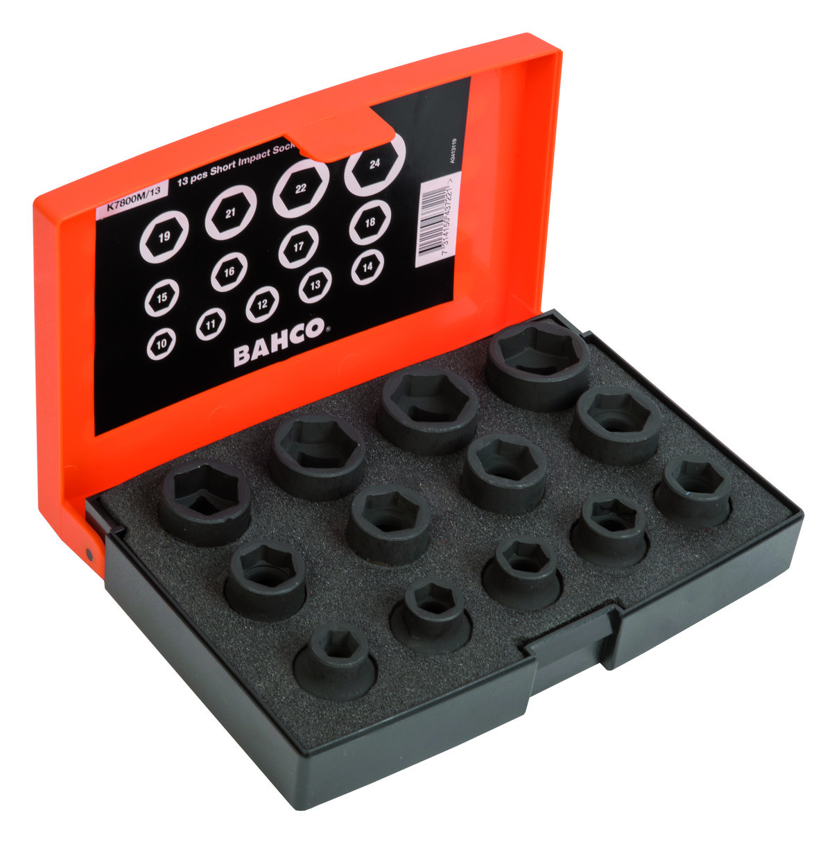 Conjunto de chaves de caixa de impacto ultracurtas quadradas, 1/2" - 13 peças Bahco K7800M/13