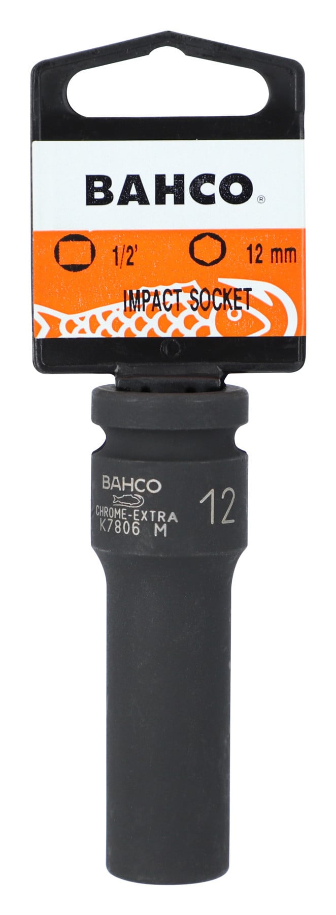 Chave de caixa de impacto longa quadrada 1/2" com perfil sextavado de 10 mm e acabamento fosfatado - Embalagem individual Bahco SBK7806M-10