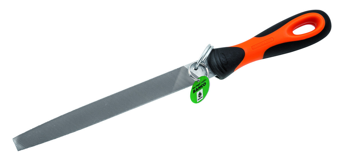 200 mm - Lima plana de extremidade afunilada de engenharia ERGO™ para corte bastardo, segundo corte ou murça com anel permanente em aço inoxidável Bahco TAH1-110-08-1-2