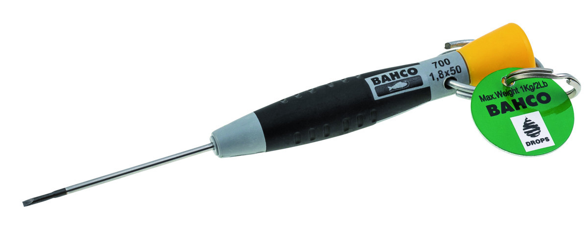 Chaves de fenda com pega de precisão 0.3 mm x 1.8 mm x 50 com anel de aço inoxidável Bahco TAH700-1.8-50