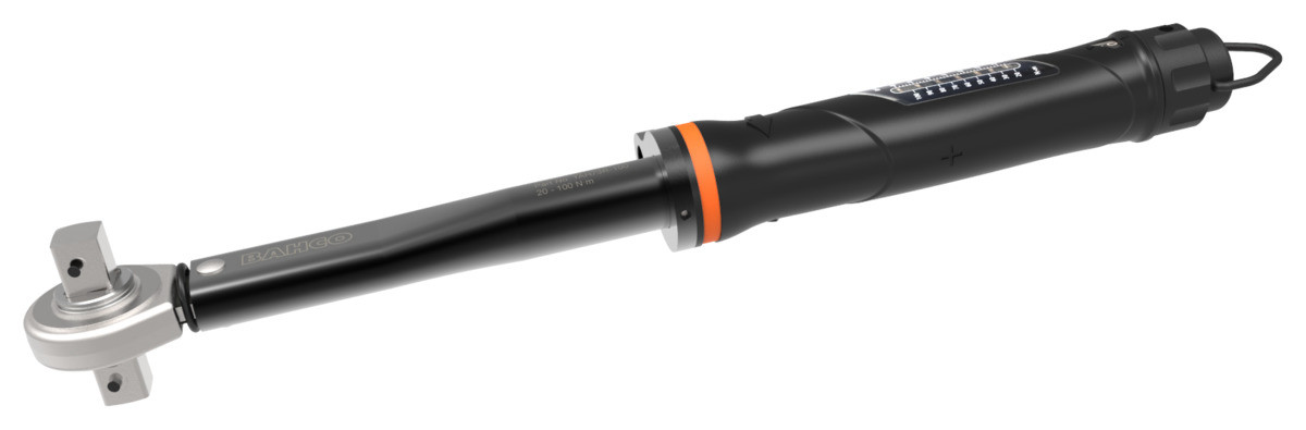 Chave dinamométrica de clique ajustável mecânica com escala marcada e cabeça de roquete fixa com placa metálica 40-200 Nm Bahco TAH73R-200
