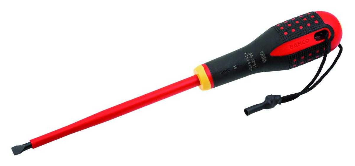 Chave de parafusos de fenda ERGO™ isolada com fio de Kevlar Bahco TAHBE-8040S
