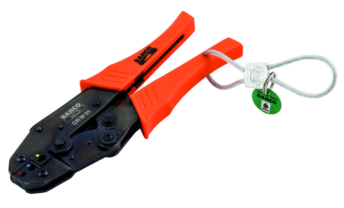 Alicate de cravar e roquete para conectores isolados com laço de arame metálico fixo - 225 mm Bahco TAHCRW01