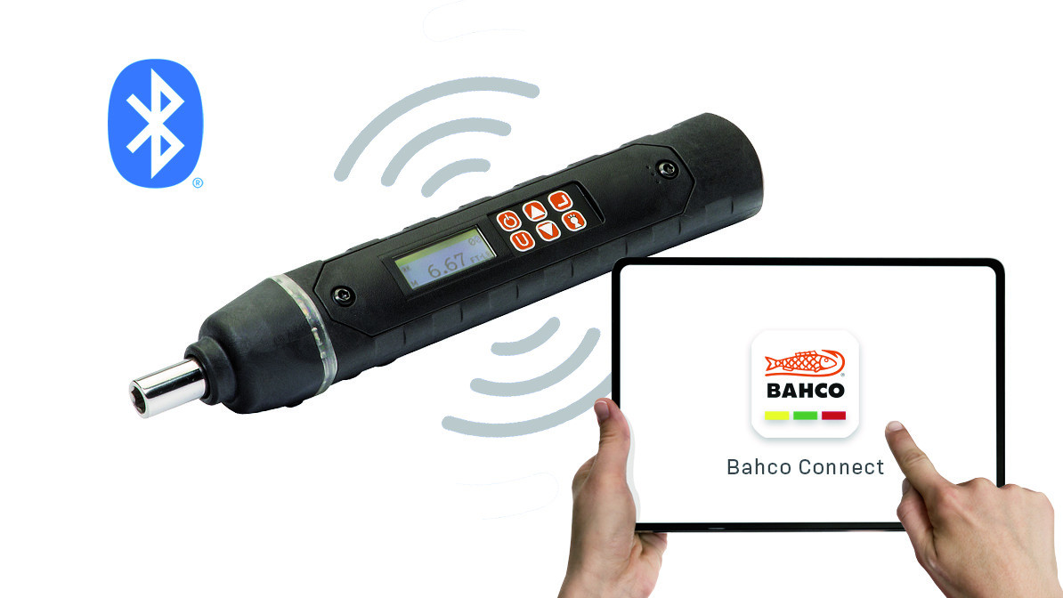 Chave de parafusos de torque e ângulo digital Bluetooth® 0,04 -0,7 Nm Bahco TASMB14H007