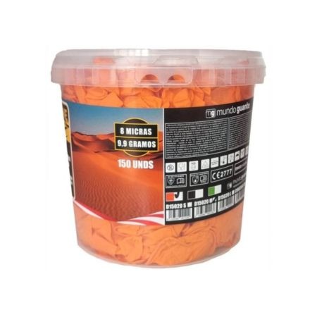 Balde de Luvas Leão Laranja Diamante 150Uni – XXL Mundo Guante 15020XXL