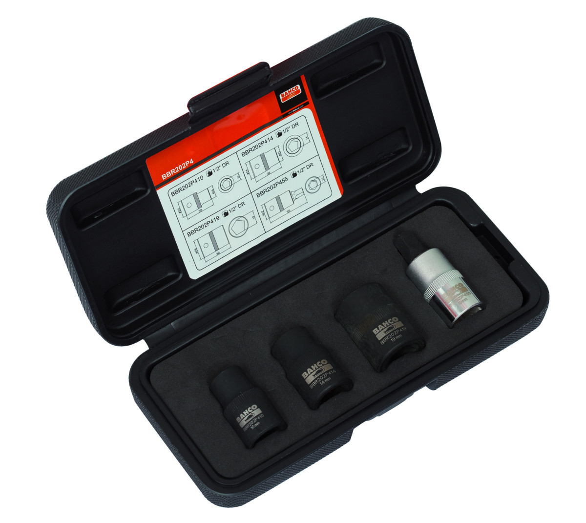 Conjunto de chave de caixa 1/2' e bits para travão de mão Bahco BBR202P455
