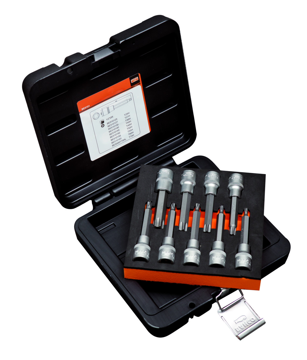 Conjunto de chaves impacto 1/2' com bits Tx de segurança, apropriado para motores Bahco BE5101