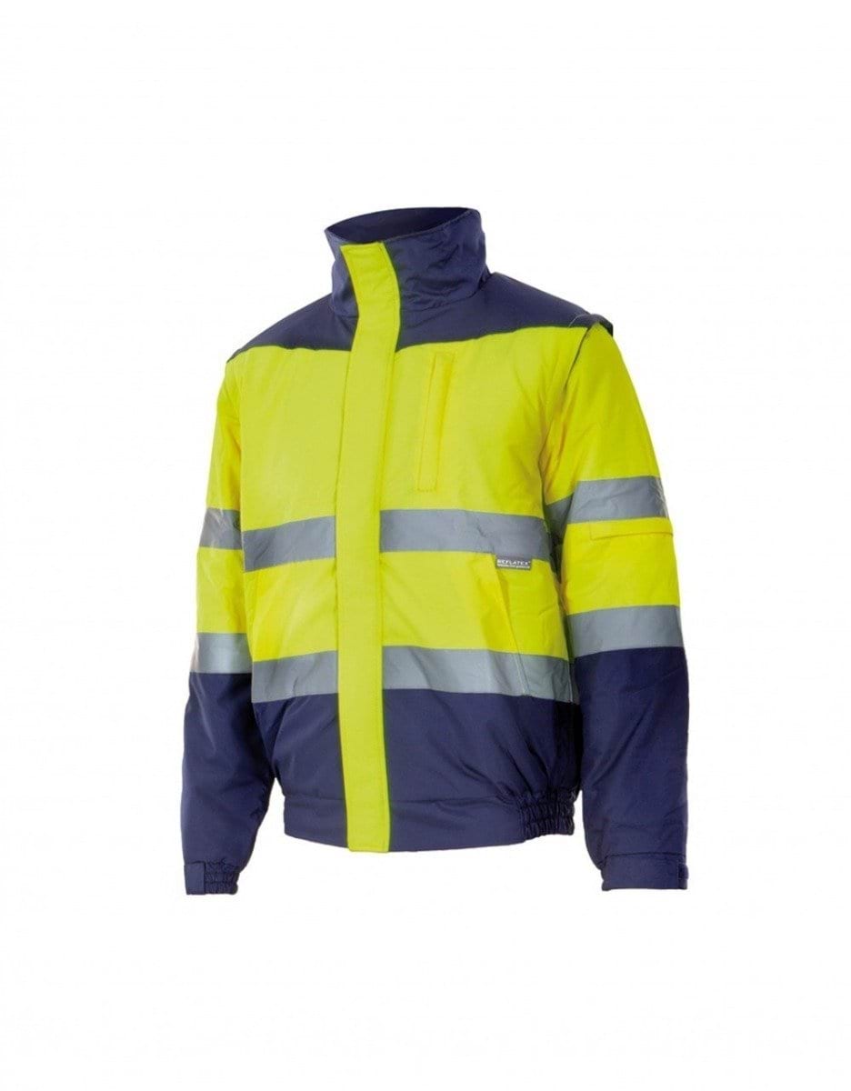 Blusão Acolchoado Bicolor de Alta Visibilidade Velilla 161-Azul Navy/Amarelo-M